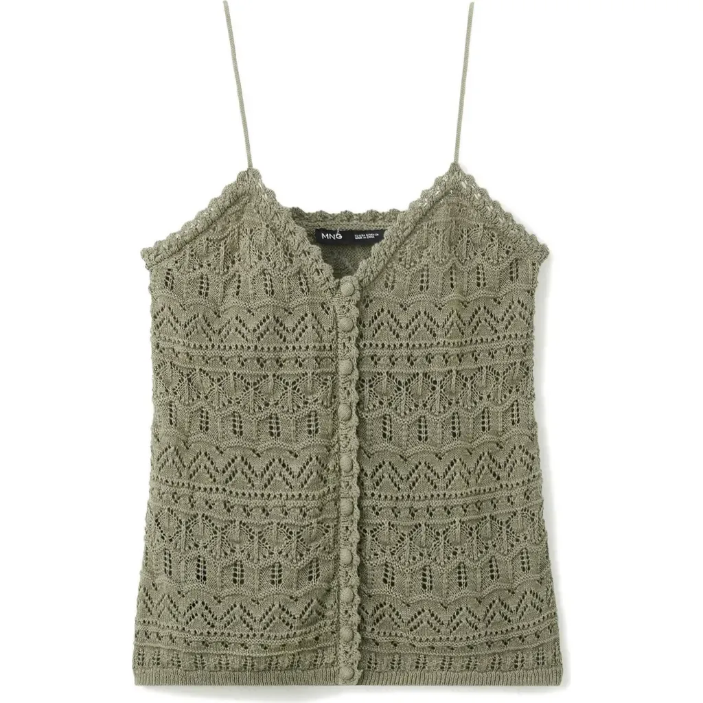 Open Knit Button-Up Camisole by MANGO