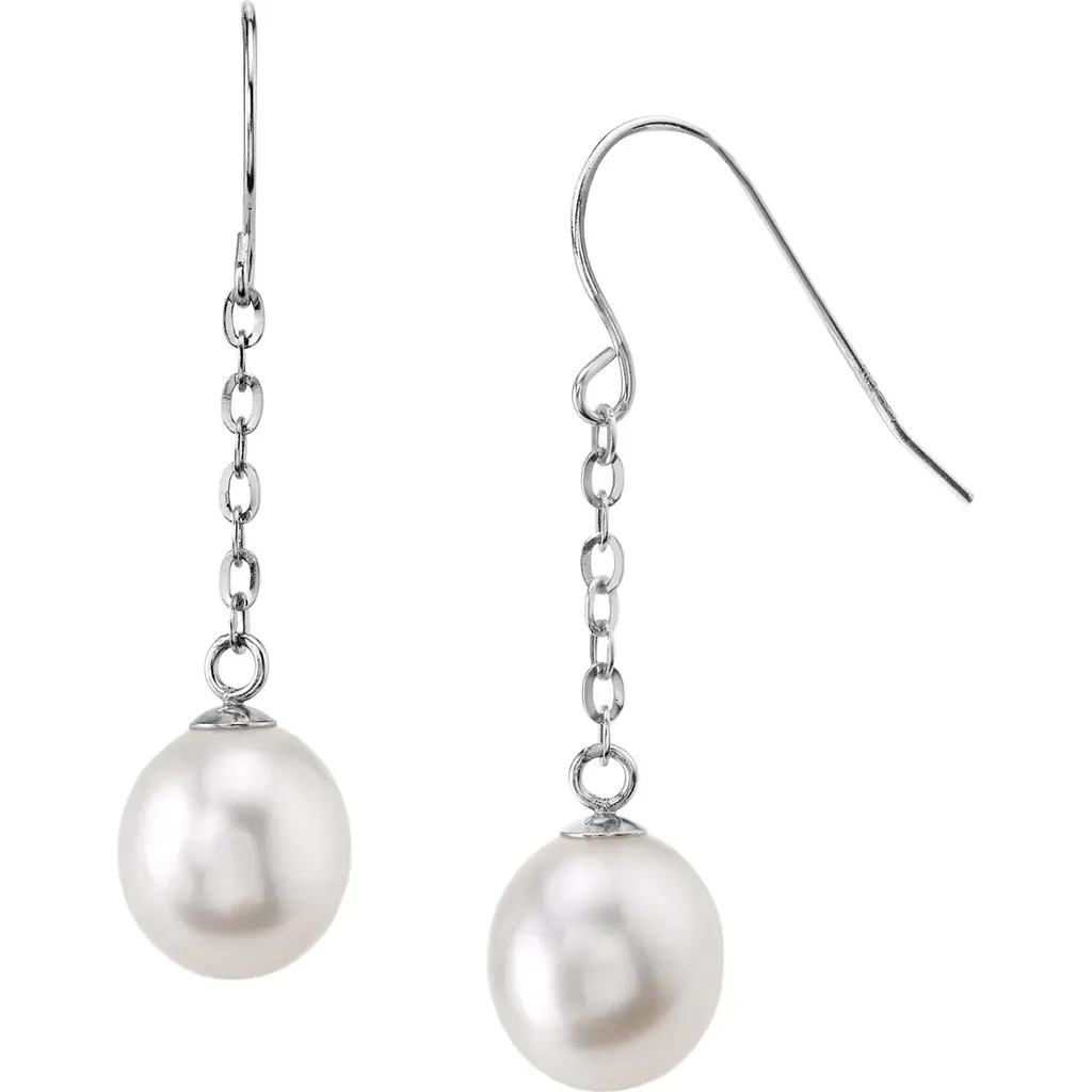 14K Gold Drop-Shape Freshwater Pearl Lila Tincup Earrings by The Pearl Source