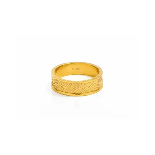 The Diamonds Pattern 18k Plated Stainless Steel Ring by ADIBA