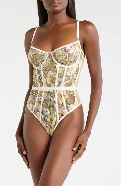 Sequin Embroidered Underwire Bodysuit by KILO BRAVA