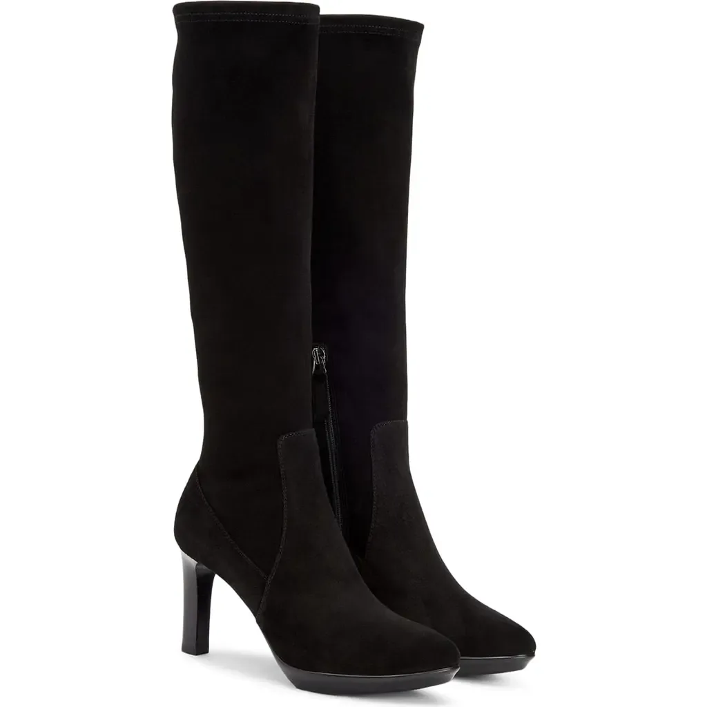 Rhumba Weatherproof Knee High Boot in Black Suede by Aquatalia