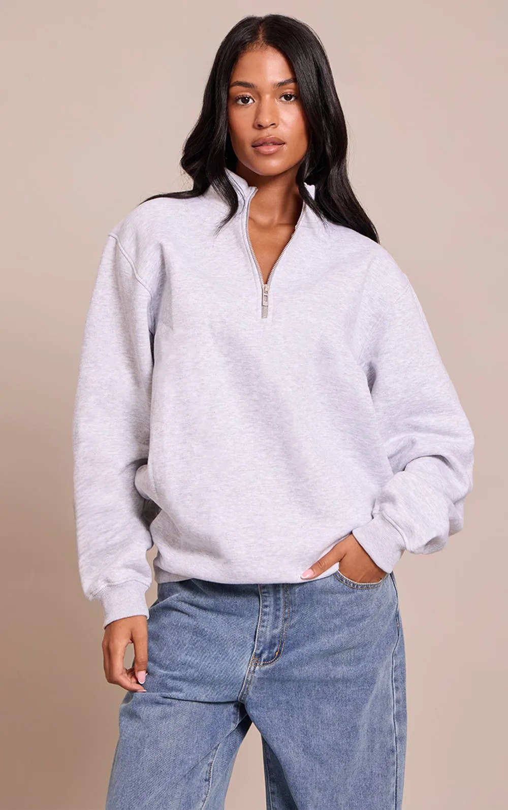 Funnel Neck Zip Sweatshirt