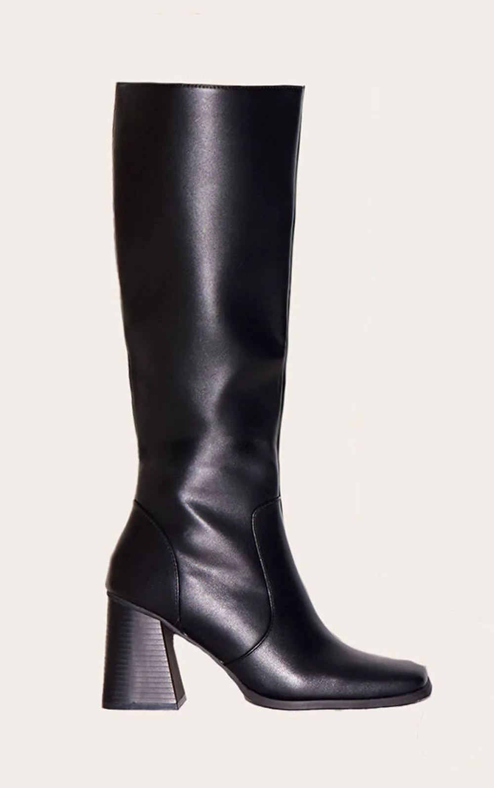 Pu Square Toe Block Heel Knee High Boots by PrettyLittleThing