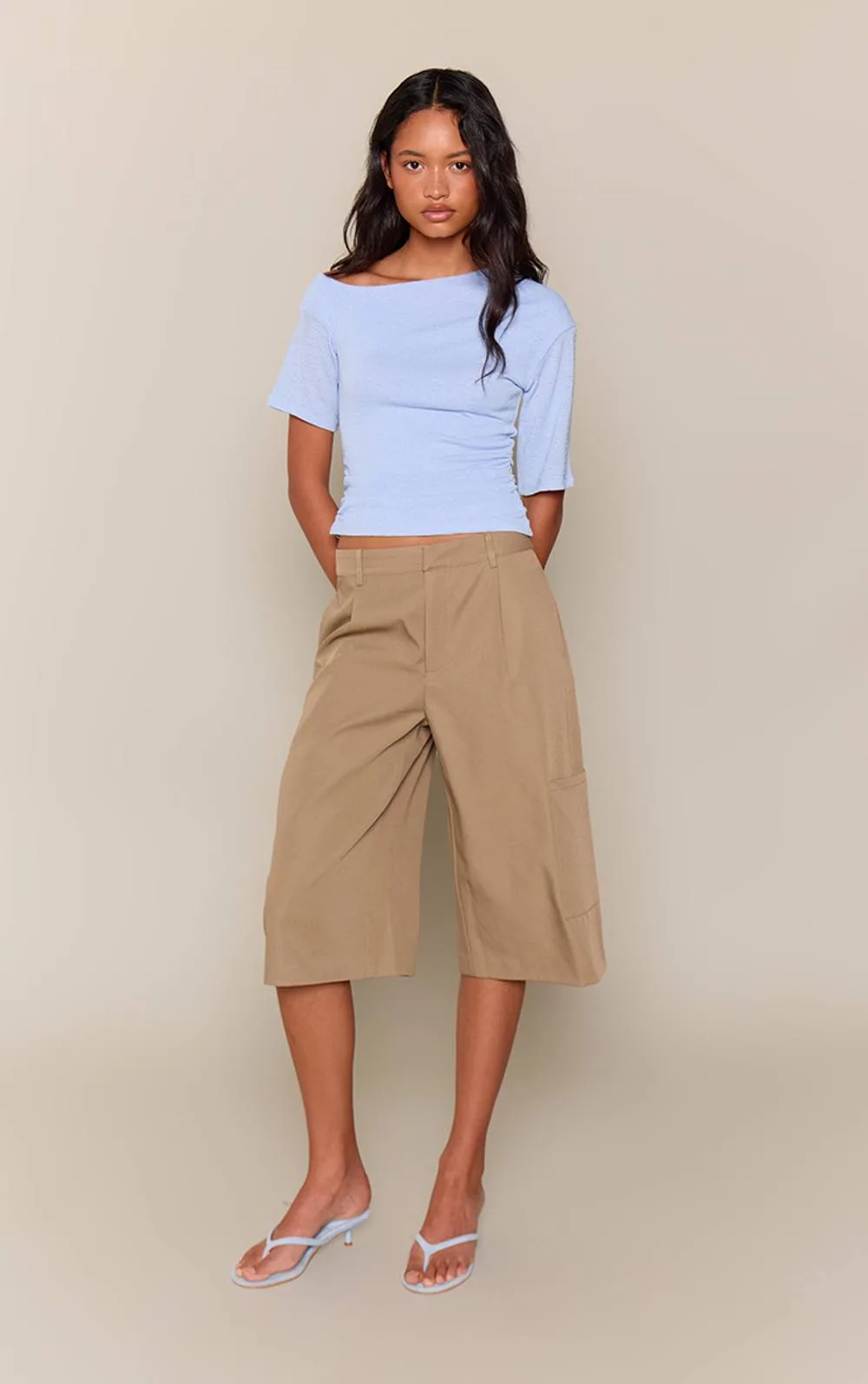 Tailored Woven Pocket Detail Long Shorts