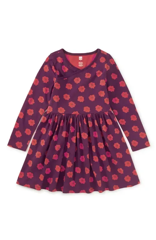 Long Sleeve Wrap Neck Dress by Tea Collection