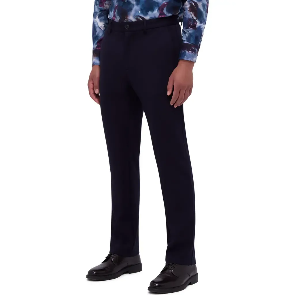 Slim Tailored Fit Flat Front Soft Touch Knit Dress Pants by Bugatchi
