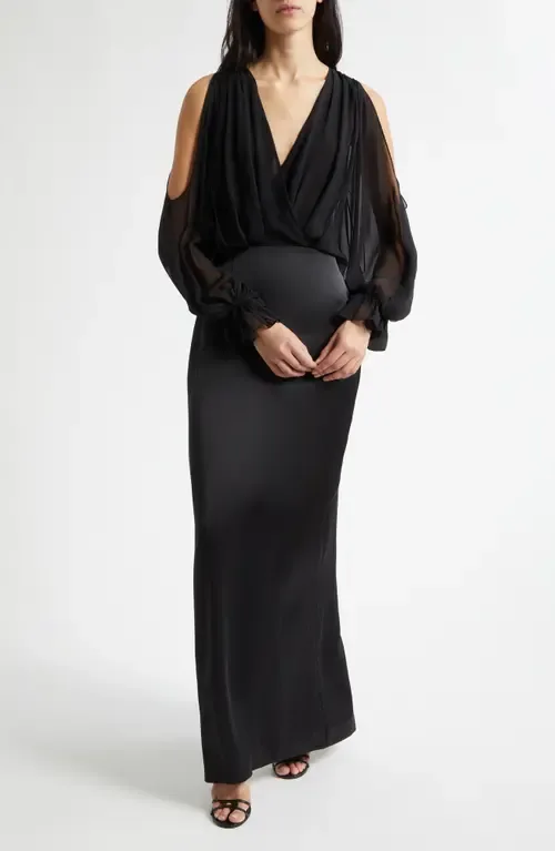 Leesa Long Sleeve Mixed Media Gown by Ramy Brook