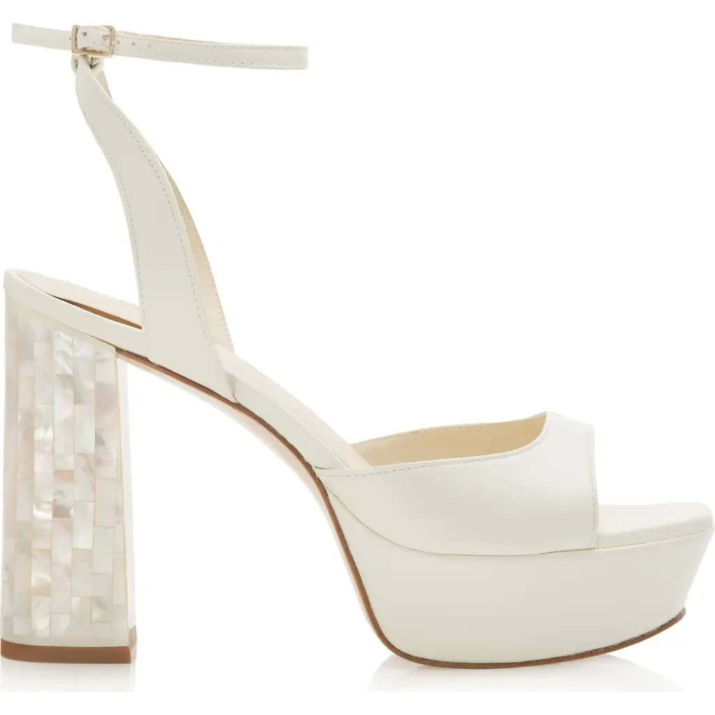 Margot Ankle Strap Pearl Platform Heel Sandal