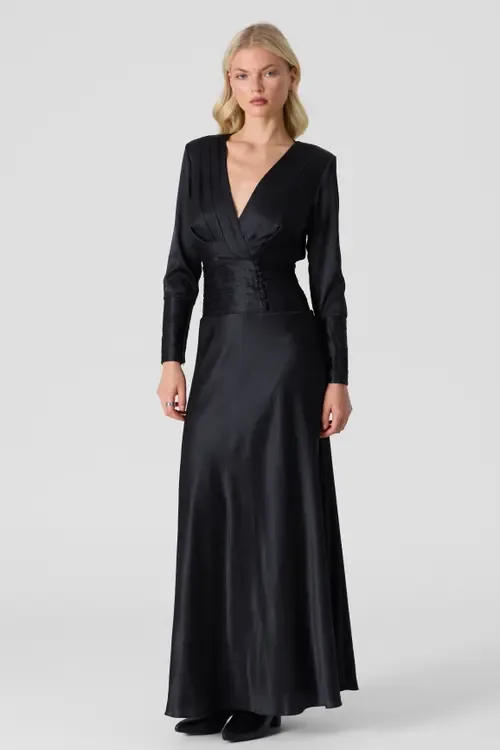 Silk Maxi V-Neck Dress by Le Fafo