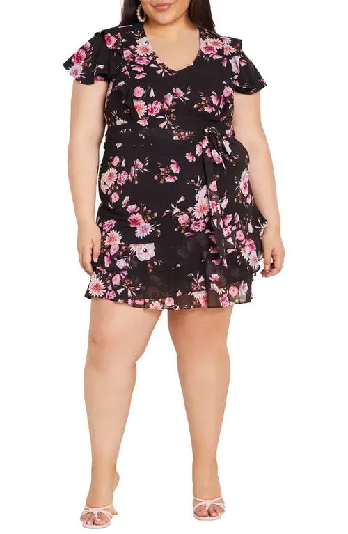 Serene Floral Tie Waist Minidress by City Chic
