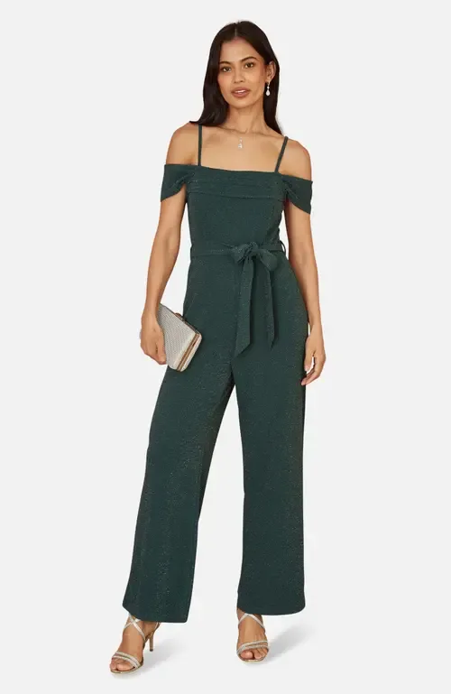 Sparkle Stretch Bardot Jumpsuit by Yumi