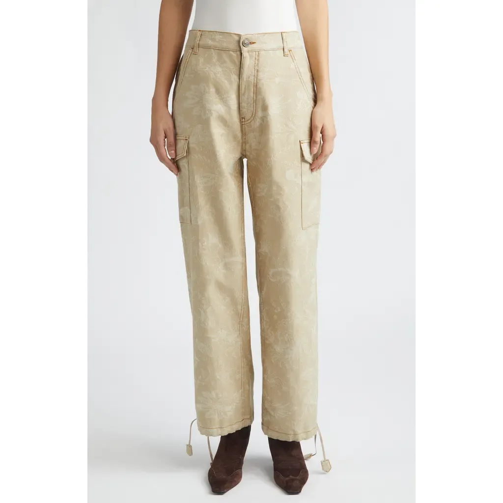Floral Drawstring Hem Cargo Jeans by Etro