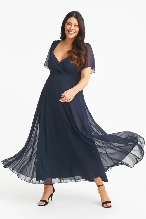 Kemi Solid Bolero Wrap Bodice Maxi Gown by Scarlett & Jo