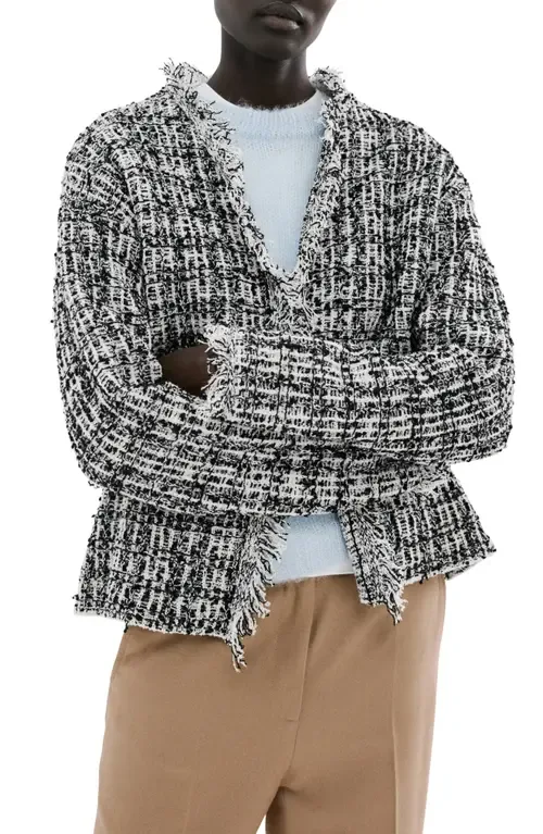 Cotton Blend Tweed Jacket by MANGO