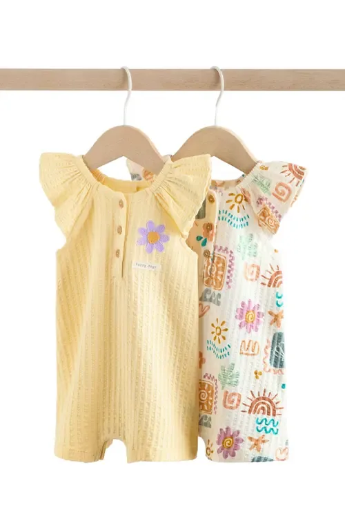 2-Pack Assorted Frill Cotton Rompers by NEXT