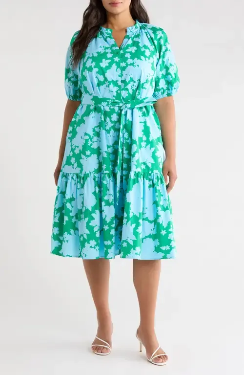 Riona Floral Wynette Tiered Midi Dress