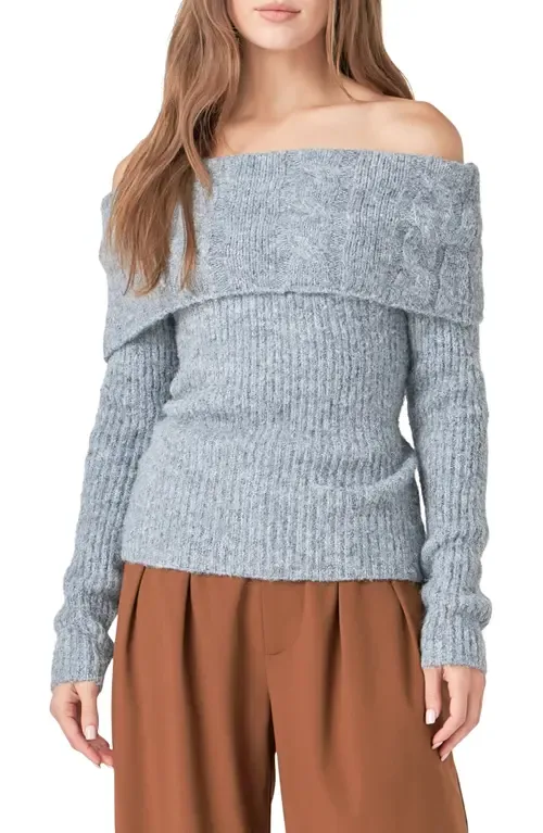 Off the Shoulder Rib Sweater by Endless Rose