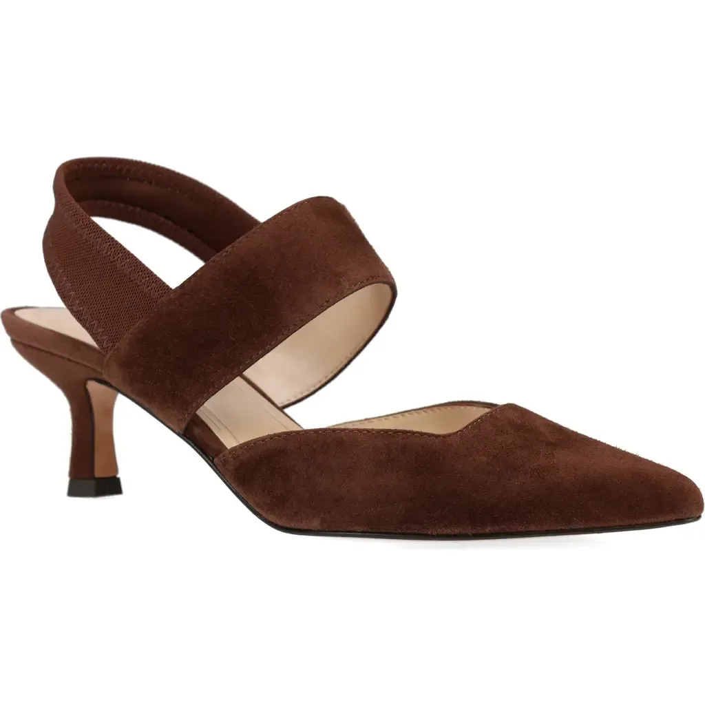 Kiam Slingback Pointed Toe Kitten Heel Pump