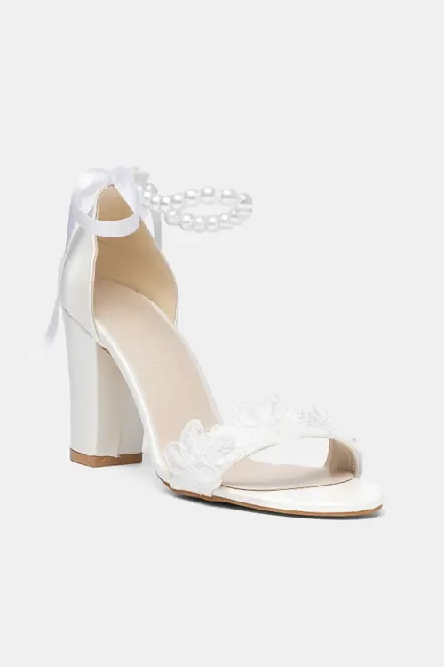 Elvian Floral Block Heel Bridal Sandal by Forever & Always Shoes