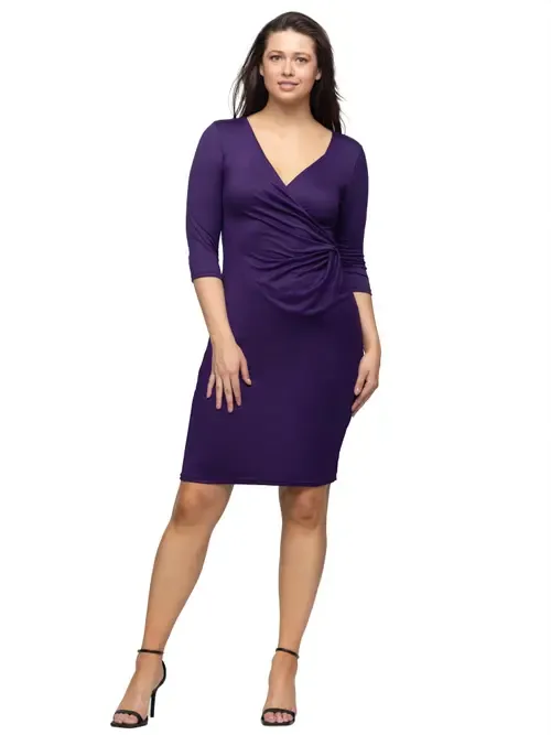 Draped in Style Knee Length V-Neck Dress