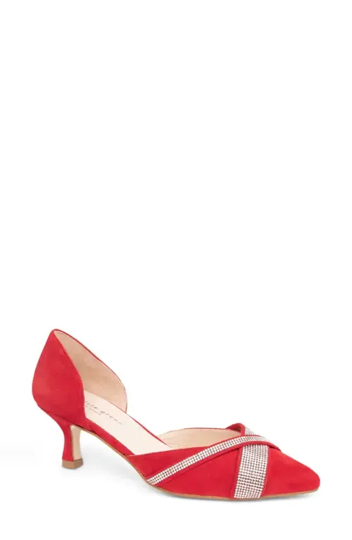 Milan D'orsay Pump in Red Suede by patricia green