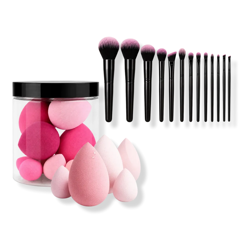 13-Piece Professional Makeup Brush Sponge Set by CosmoGlo