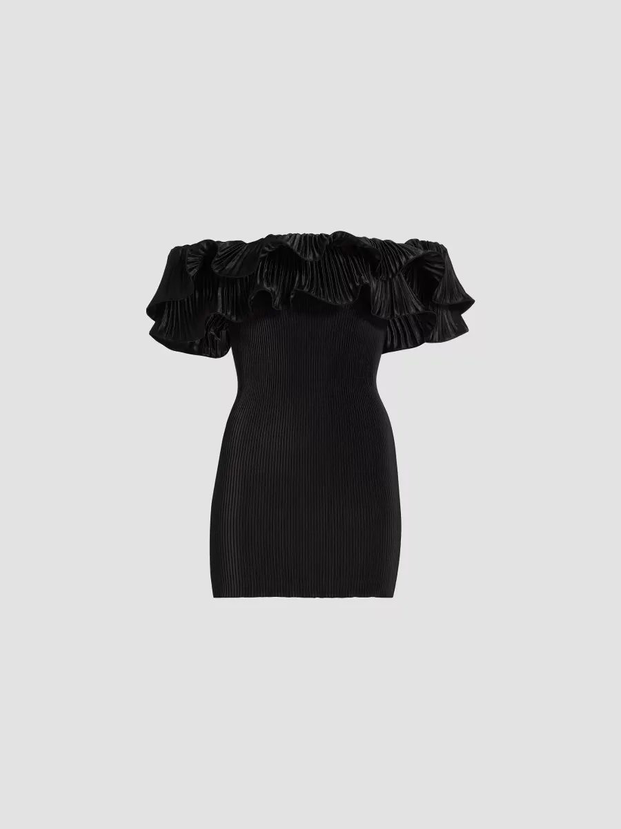 Off-The-Shoulder Pleated Minidress by L'Idée