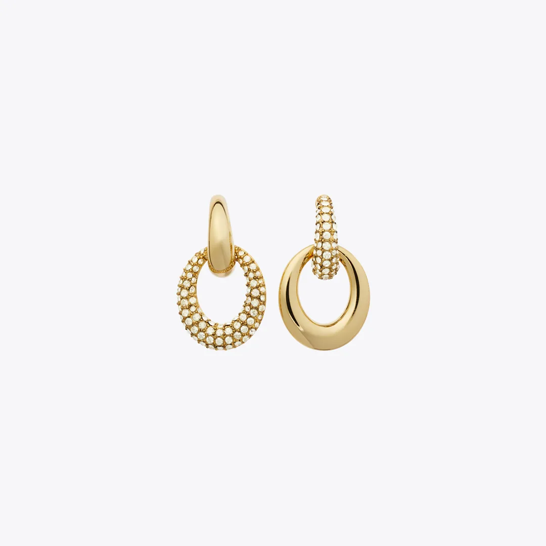 Pierced Pavé Doorknocker Earrings by Tory Burch