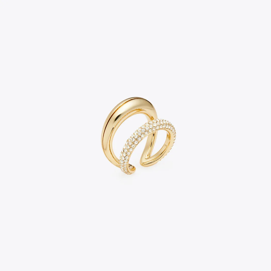 Pierced Pavé Double Ring by Tory Burch