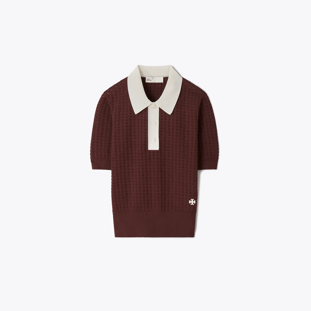 Cotton Pointelle Sweater by Tory Burch