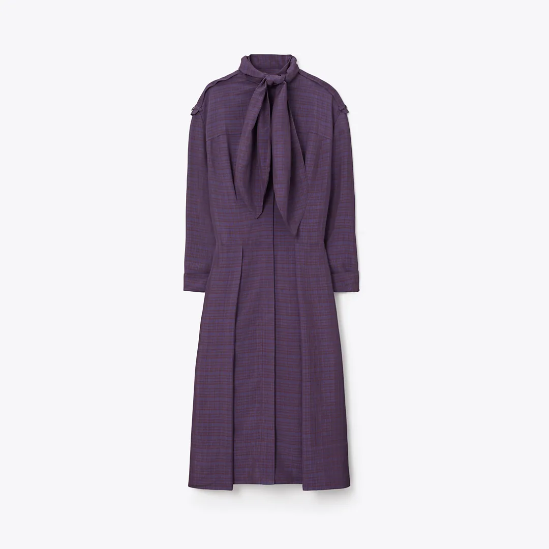Front-Tie Jacquard Shirtdress by Tory Burch