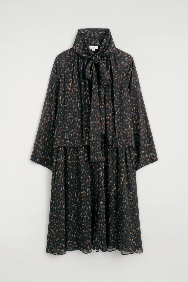 Leopard-Print Fluid Scarf-Detail Dress by COS