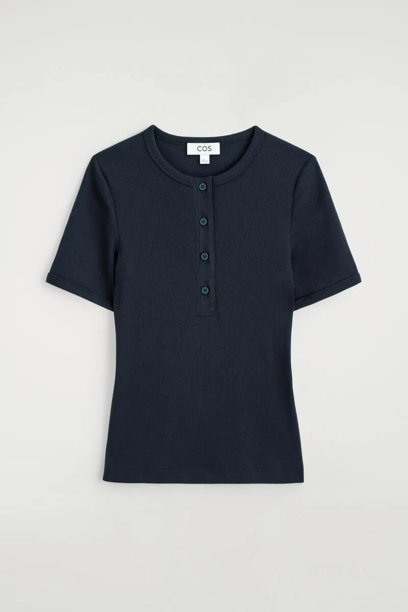Ribbed Henley T-Shirt by COS