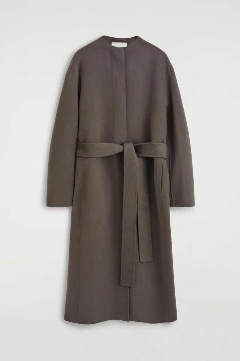 Belted Double-Faced Wool-Blend Long Coat by COS