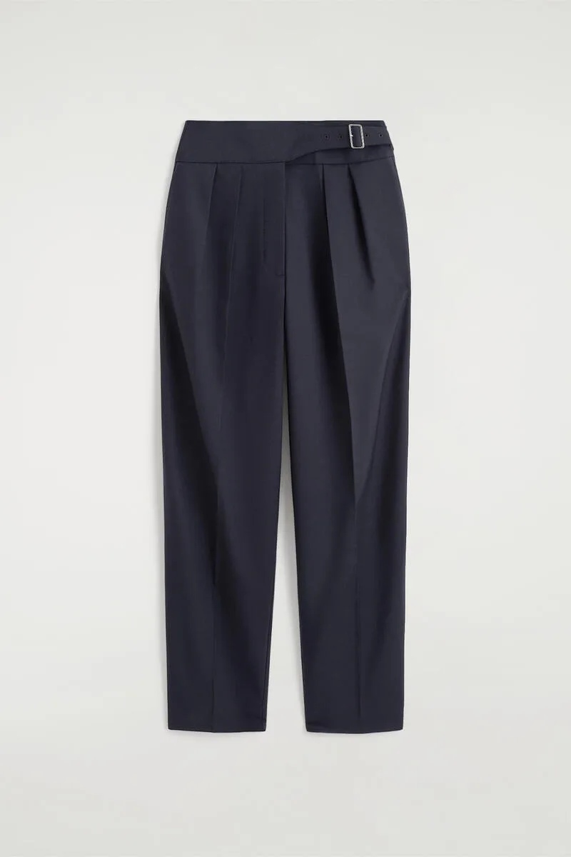 Cummerbund-Waist Barrel-Leg Pants by COS
