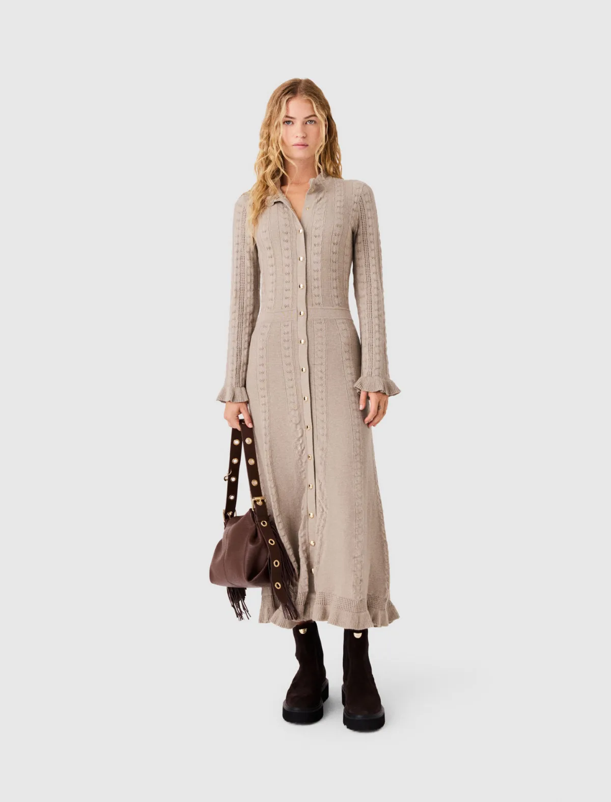 Textured Knit Maxi Dress by Maje