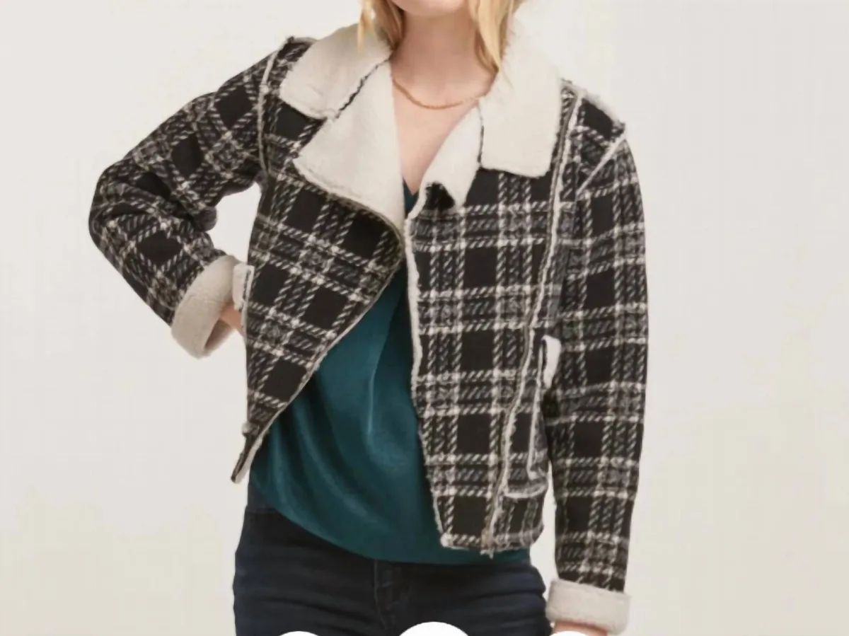 Alvie Short Plaid Jacket in Black/White by DEAR JOHN DENIM