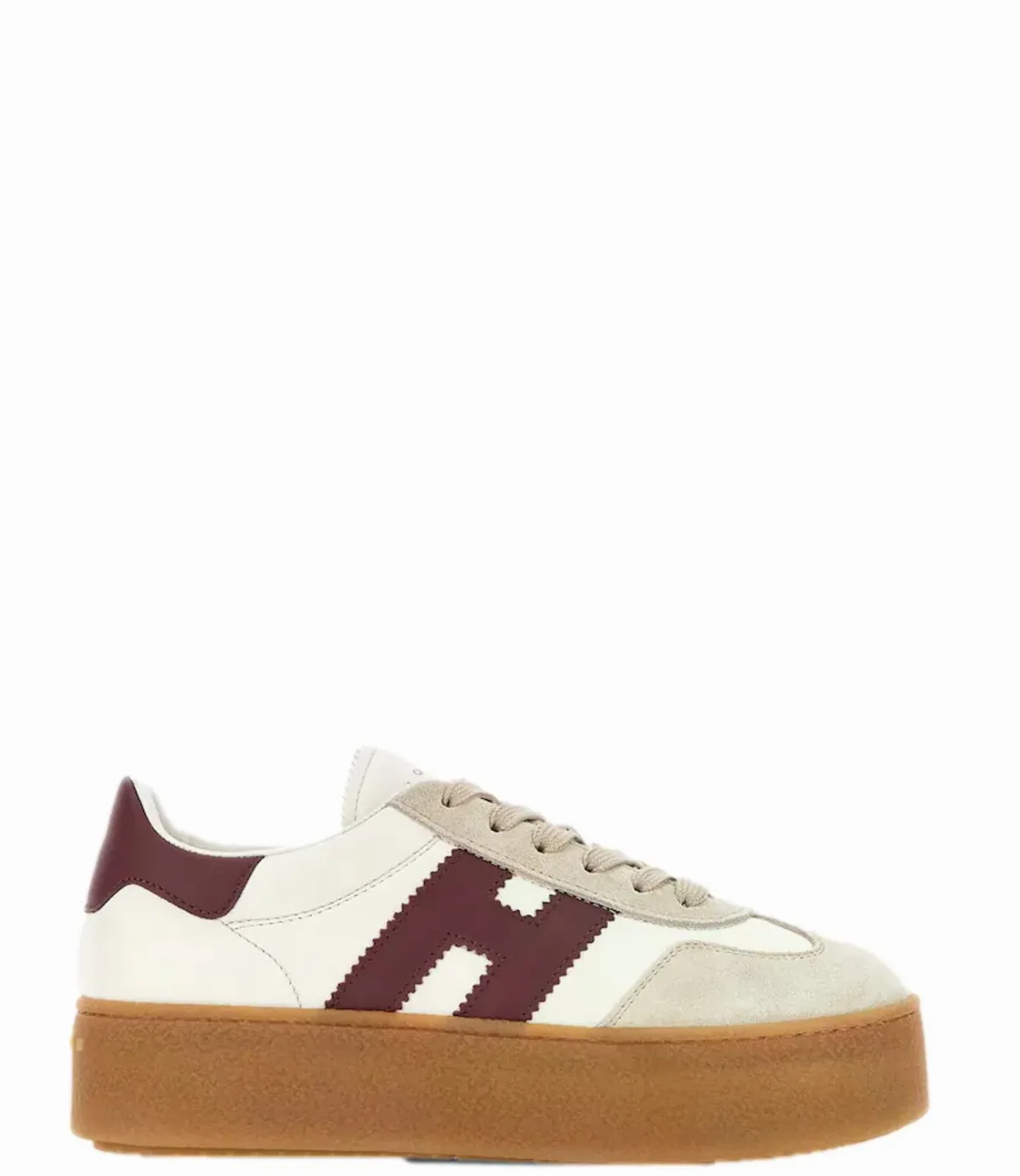 Beige Suede Platform Sneakers by Hogan