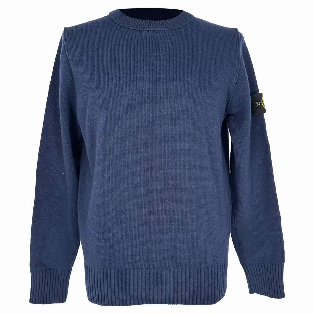 Crewneck Knitted Sweater in Navy Blue Wool by Stone Island