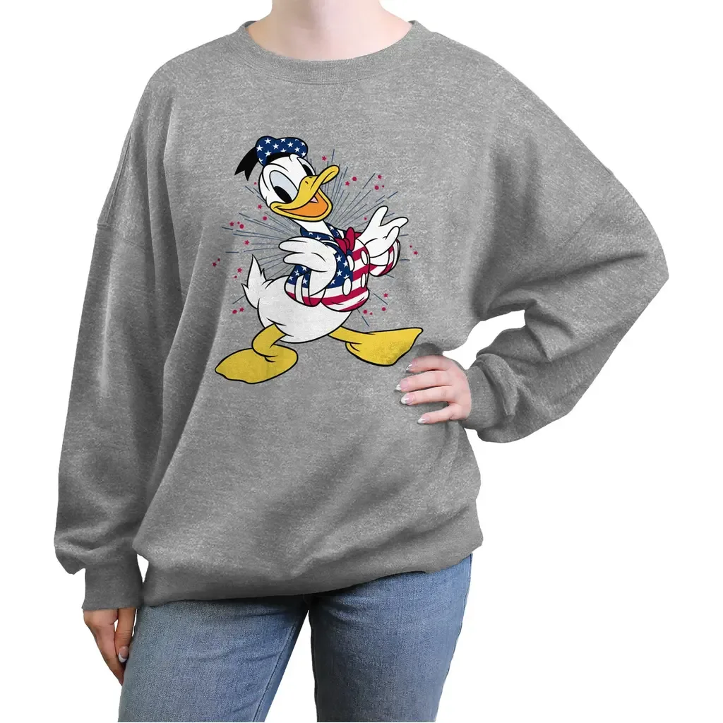Patriotic Donald Duck Long Sleeve Oversized Sweatshirt by Mickey & Friends