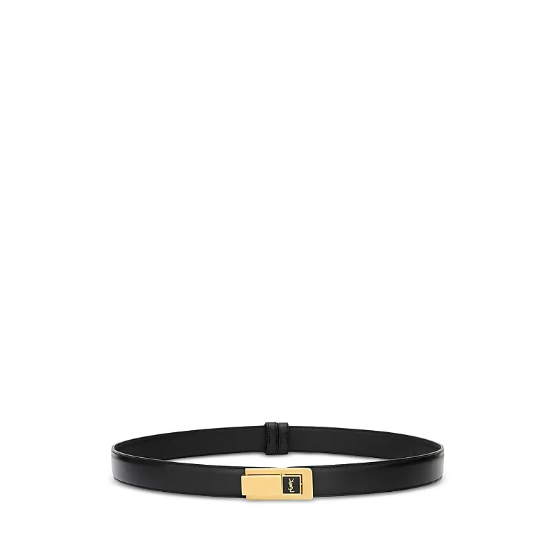 Charniere Buckle Belt in Smooth Leather by Saint Laurent