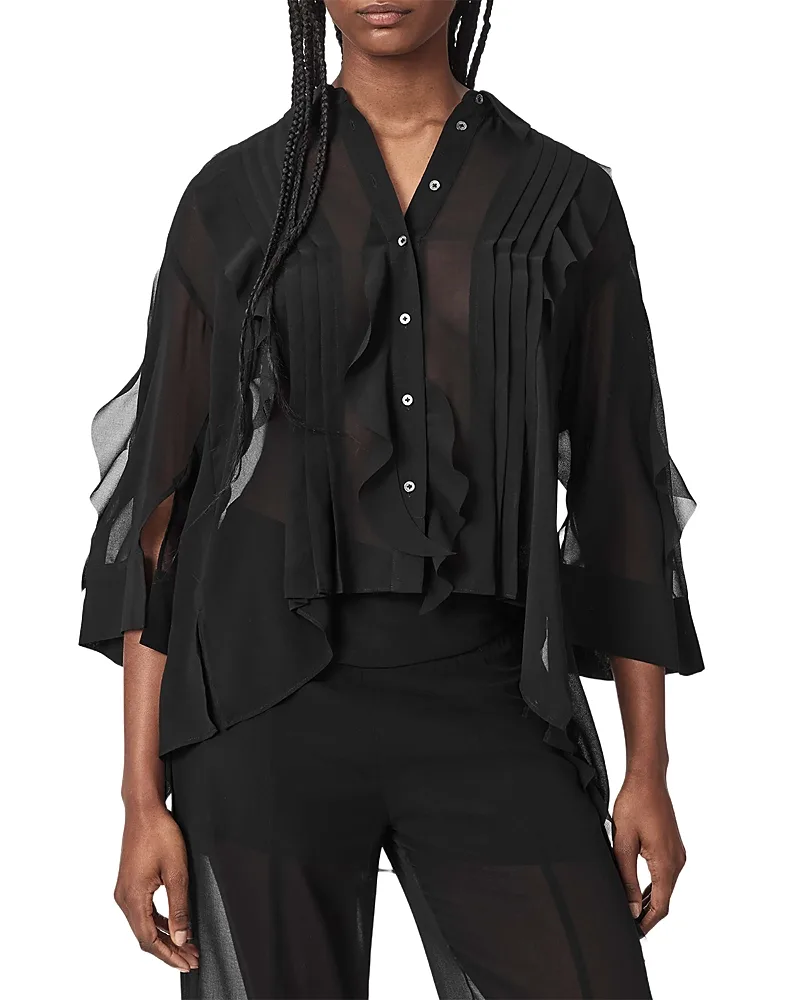 Minna Ruffled High Low Shirt by AllSaints