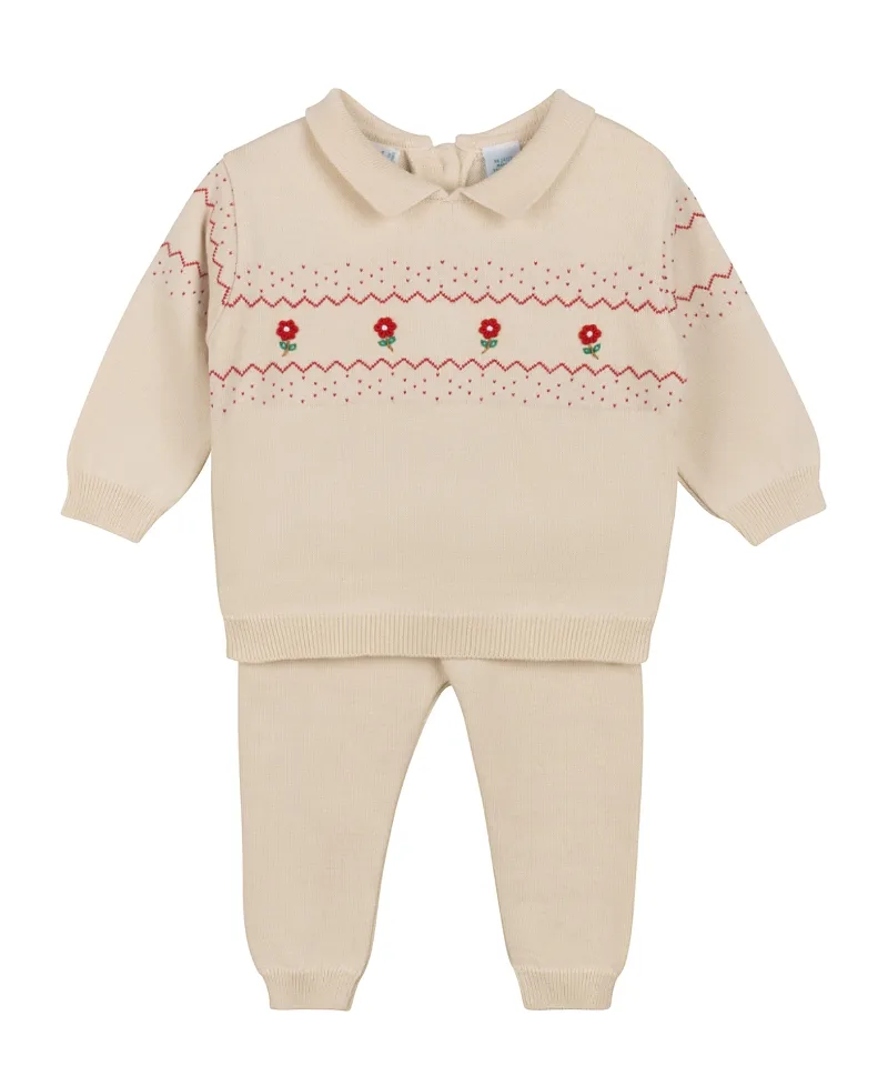 Vintage-Like Embroidered Knit Set by Feltman Brothers