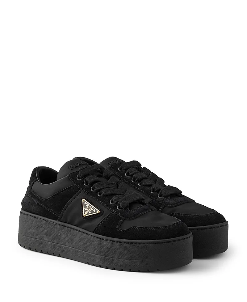 Downtown Bold Re-Nylon and Suede Sneakers by Prada