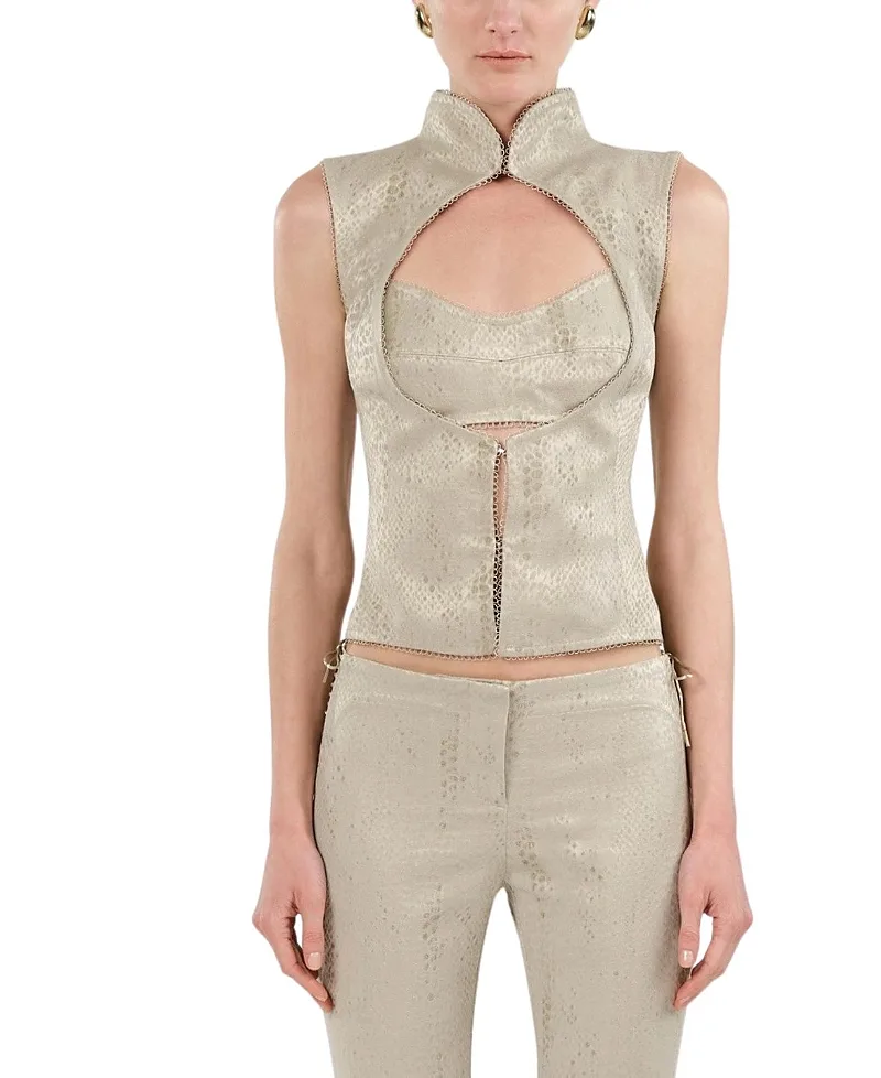 Braid-Trim Bustier Top by Nocturne
