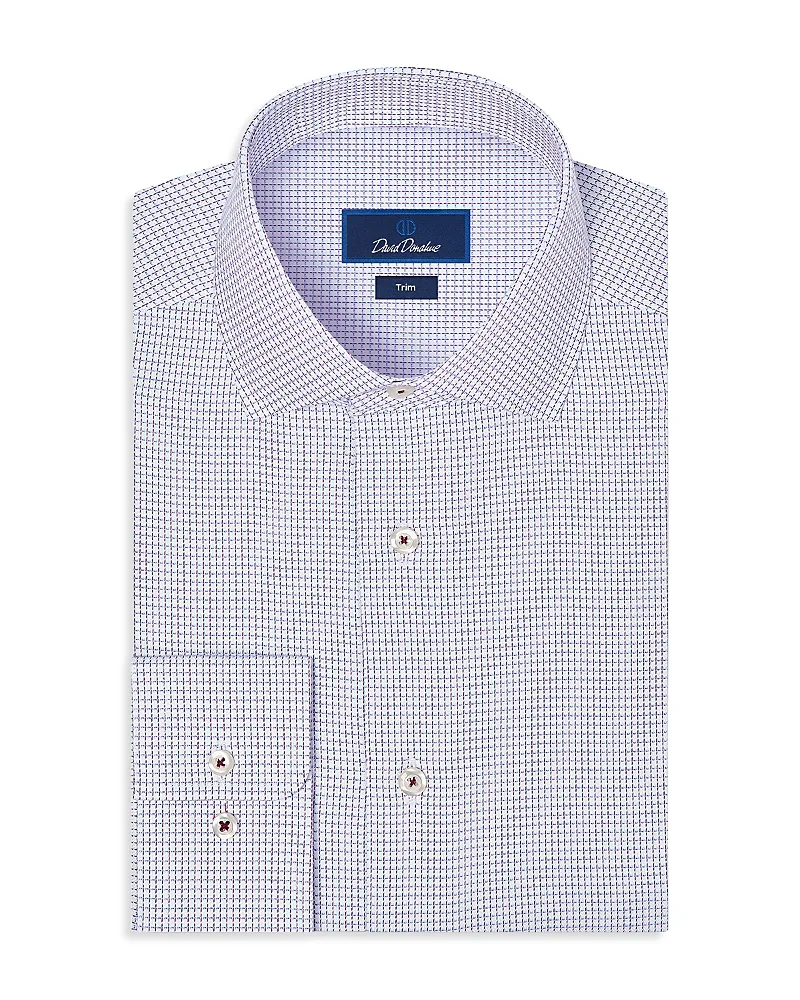 Trim Fit Micro Check Dress Shirt by David Donahue