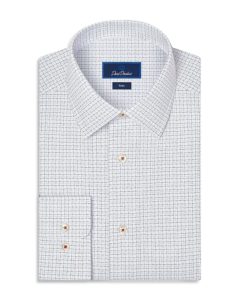 Trim Fit Dobby Check Cotton Dress Shirt by David Donahue