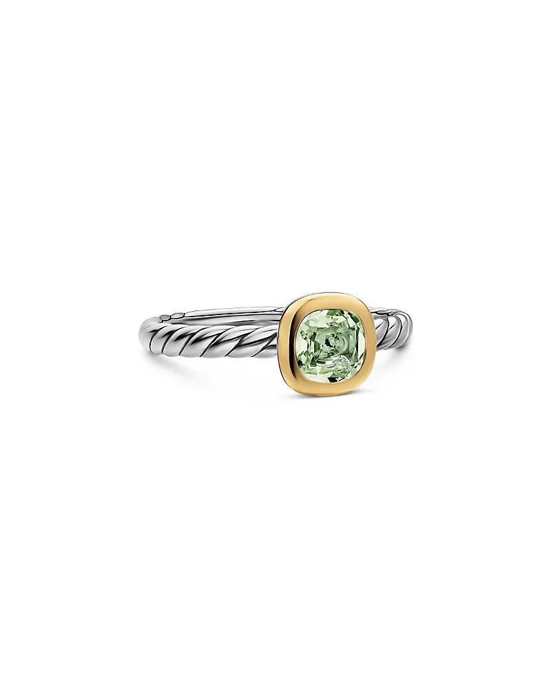 Dy Mercer a Color Cable Ring in Sterling Silver with 14K Yellow Gold and Prasiolite 5.5mm by David Yurman