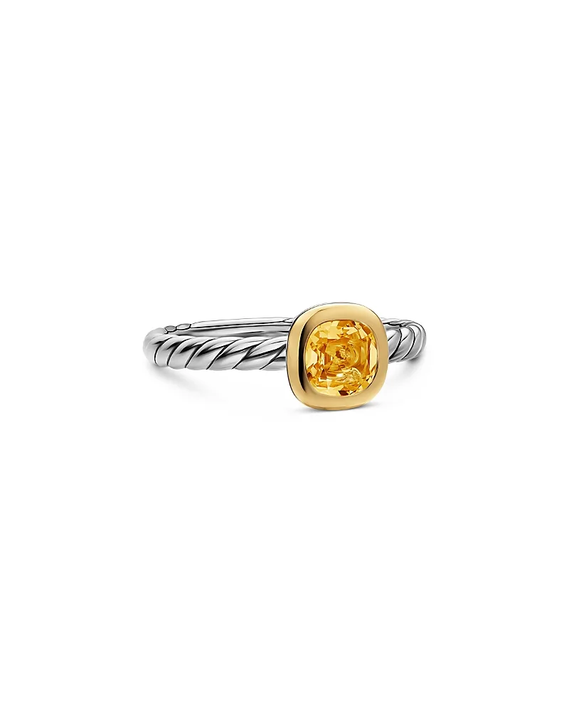 Dy Mercer a Color Cable Ring in Sterling Silver with 14K Yellow Gold and Citrine 5.5mm by David Yurman