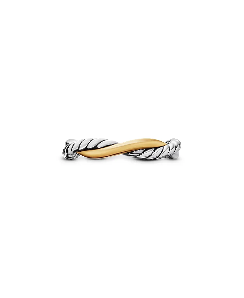 Petite Infinity Band Ring in Sterling Silver with 14K Yellow Gold